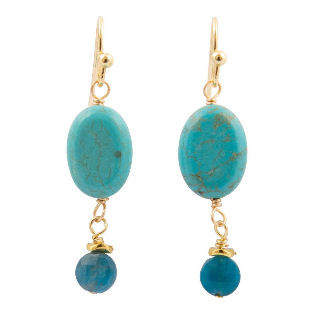 Barse Jewelry Teal Apatite Golden Drop Earrings