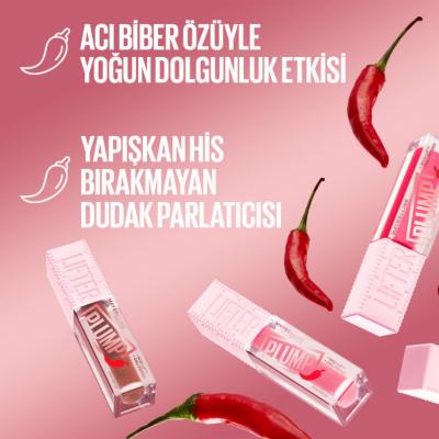 Maybelline Lifter Plump Lip Gloss - Non-Sticky, Chili Pepper Extract, Pink Sting Shade