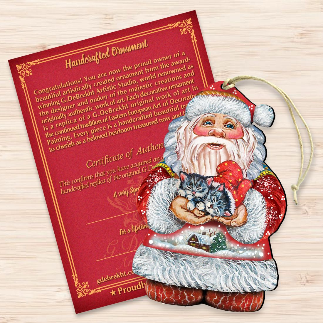 Santa with Matreshka Wooden Ornaments by G. DeBrekht - Christmas Santa Snowman Decor - 8117809