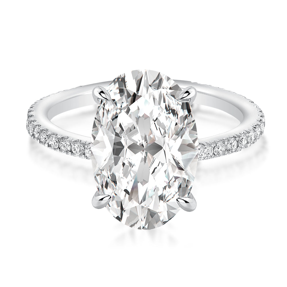 Moissanite 4.0 Ct Pavé Oval Cut Engagement Rings For Women