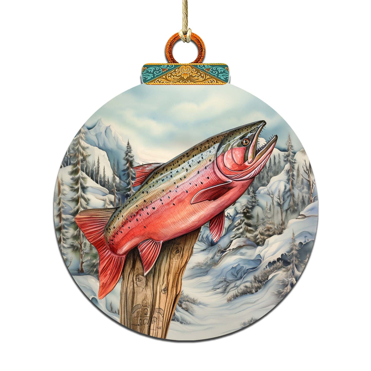 Alaskan Red Sockeye Wooden Ornaments by G.Debrekht - Wildlife Holiday Decor - 870047