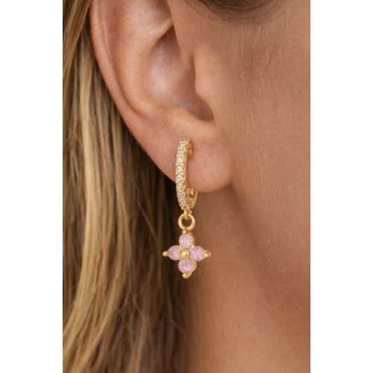 Worn West Floral Opal Dangle Hoop Earring