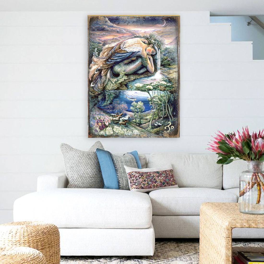 Mer Angel Fantasy Wooden Wall Art by Josephine Wall - Fantasy Decor - 852181-JW