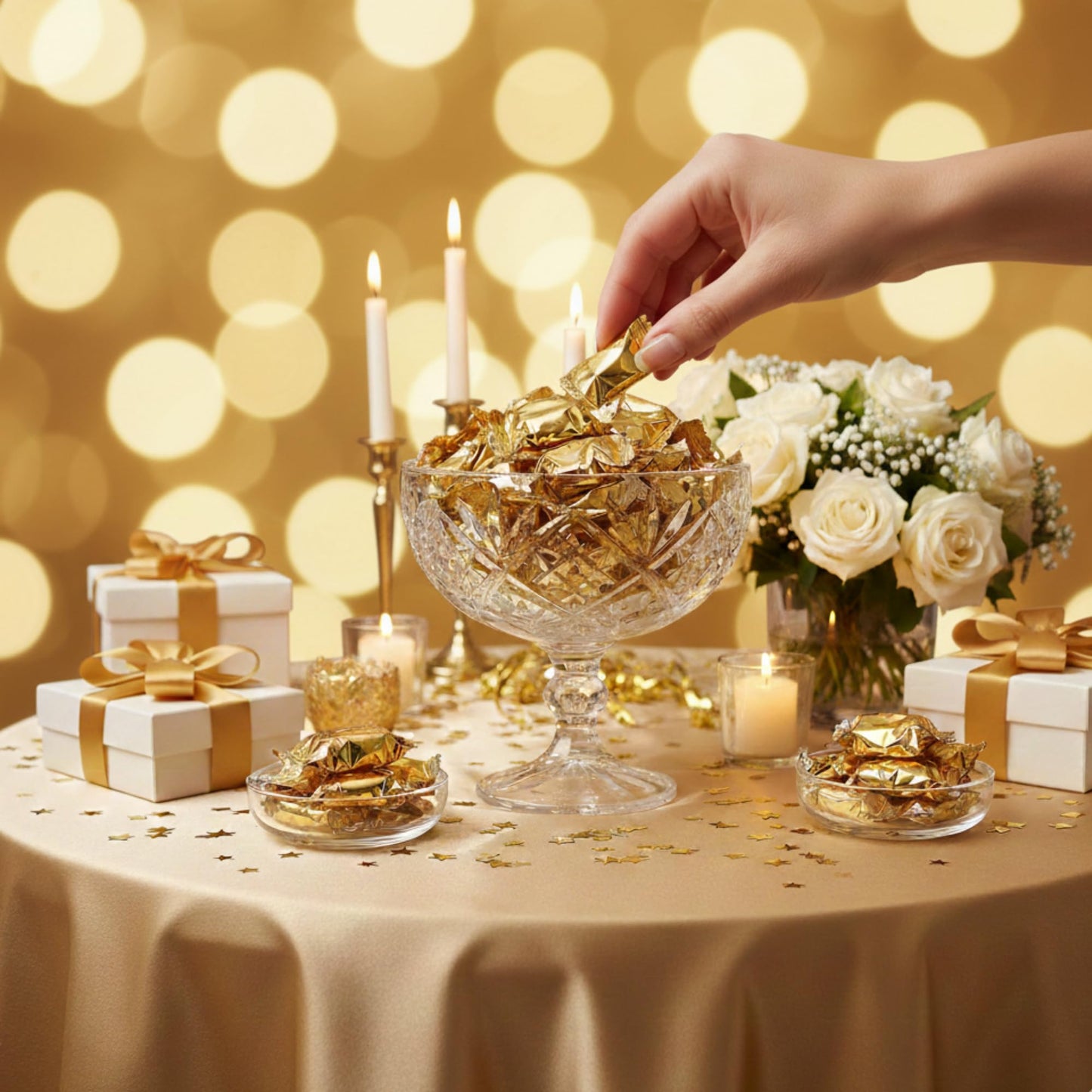 110ct Gold Wrapped Buttermints – Individually Wrapped Butter Mints for Weddings, Baby Showers & Thank You Gifts