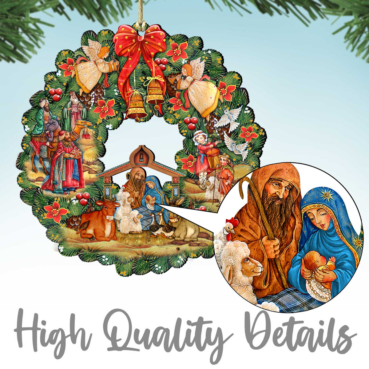 Moose Family Tree Wooden Ornaments by G.Debrekht - Wildlife Holiday Decor - 870004