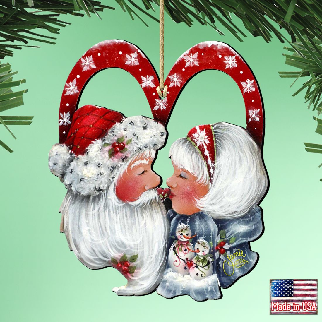 Merry Kissmas! Wooden Ornaments by Jamie Mills-Price - Christmas Decor - 8457514