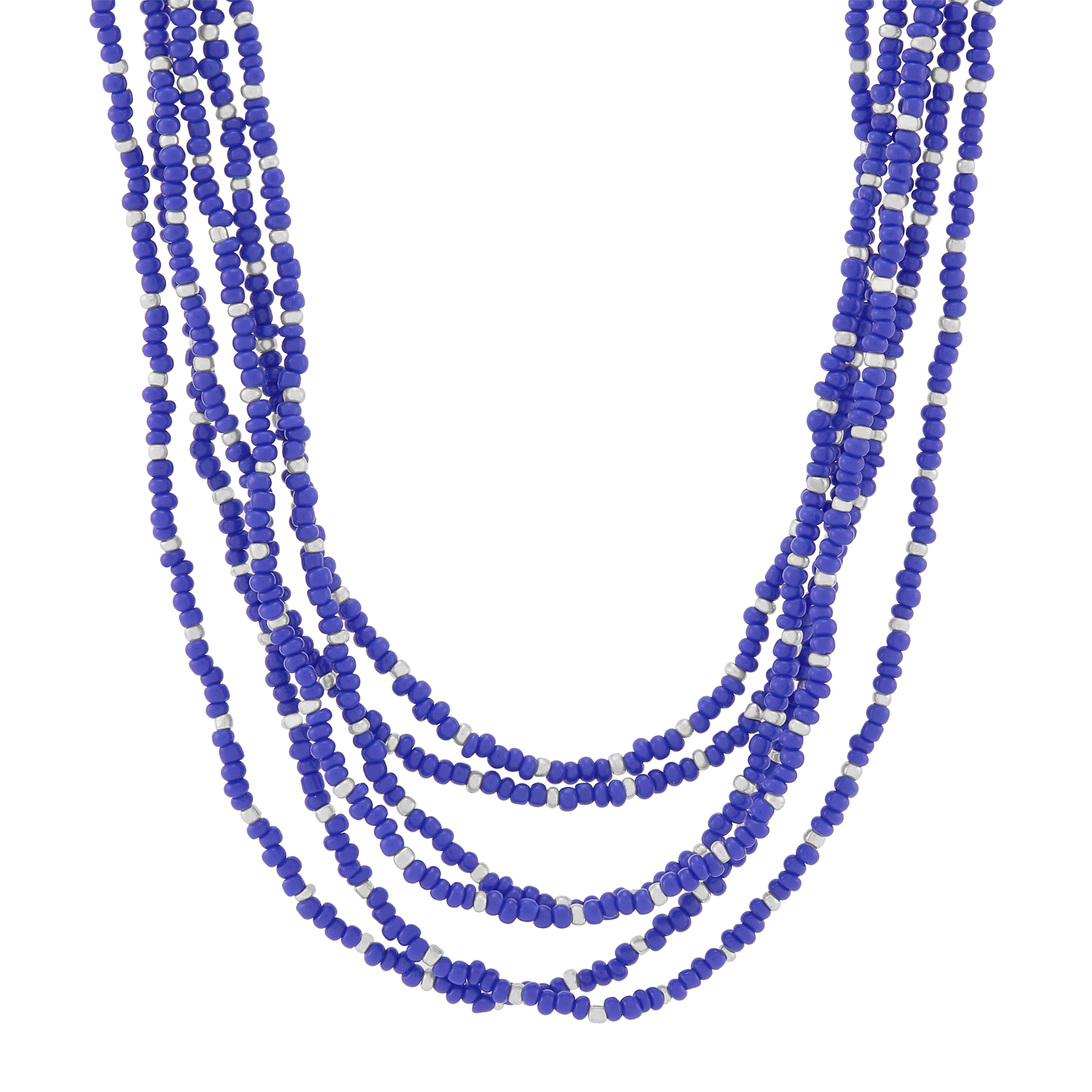 Silpada 'Endless Harmony' Silver Blue Seed Bead Necklace