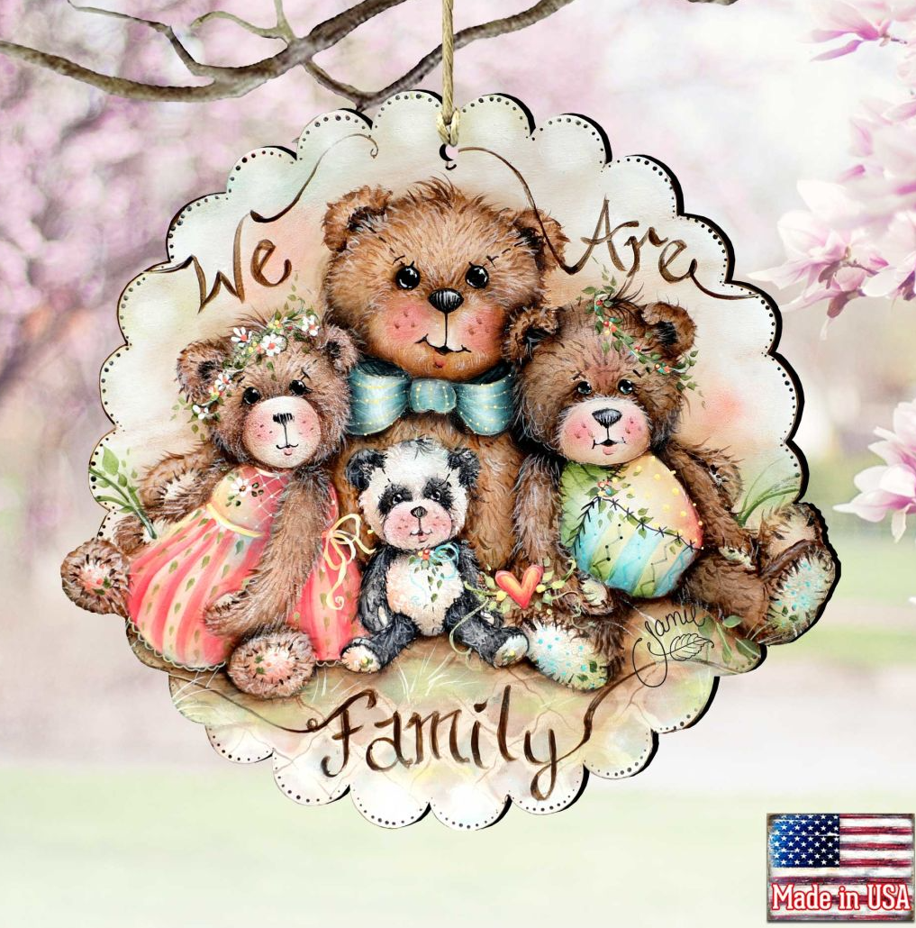 We Are Family ~ Bears Wooden Ornaments by Jamie Mills-Price - Christmas Decor - 8457703