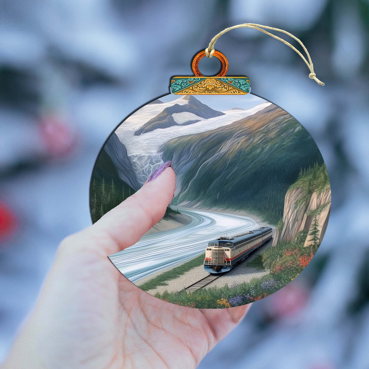 Alaska's Mountain Railway Wooden Ornaments by G.Debrekht - Wildlife Holiday Decor - 870042