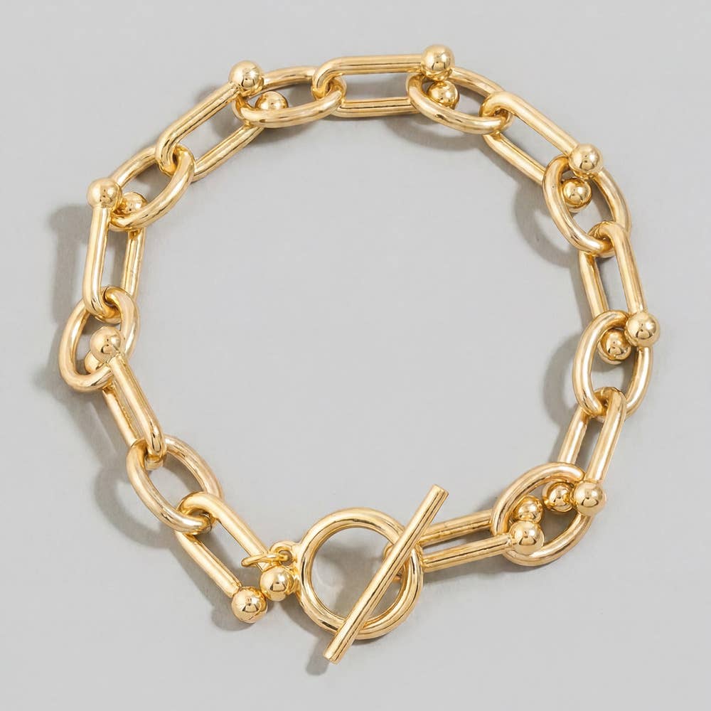 Bracelet à maillons ovales en chaîne dorée et fermoir à bascule Anarchy Street