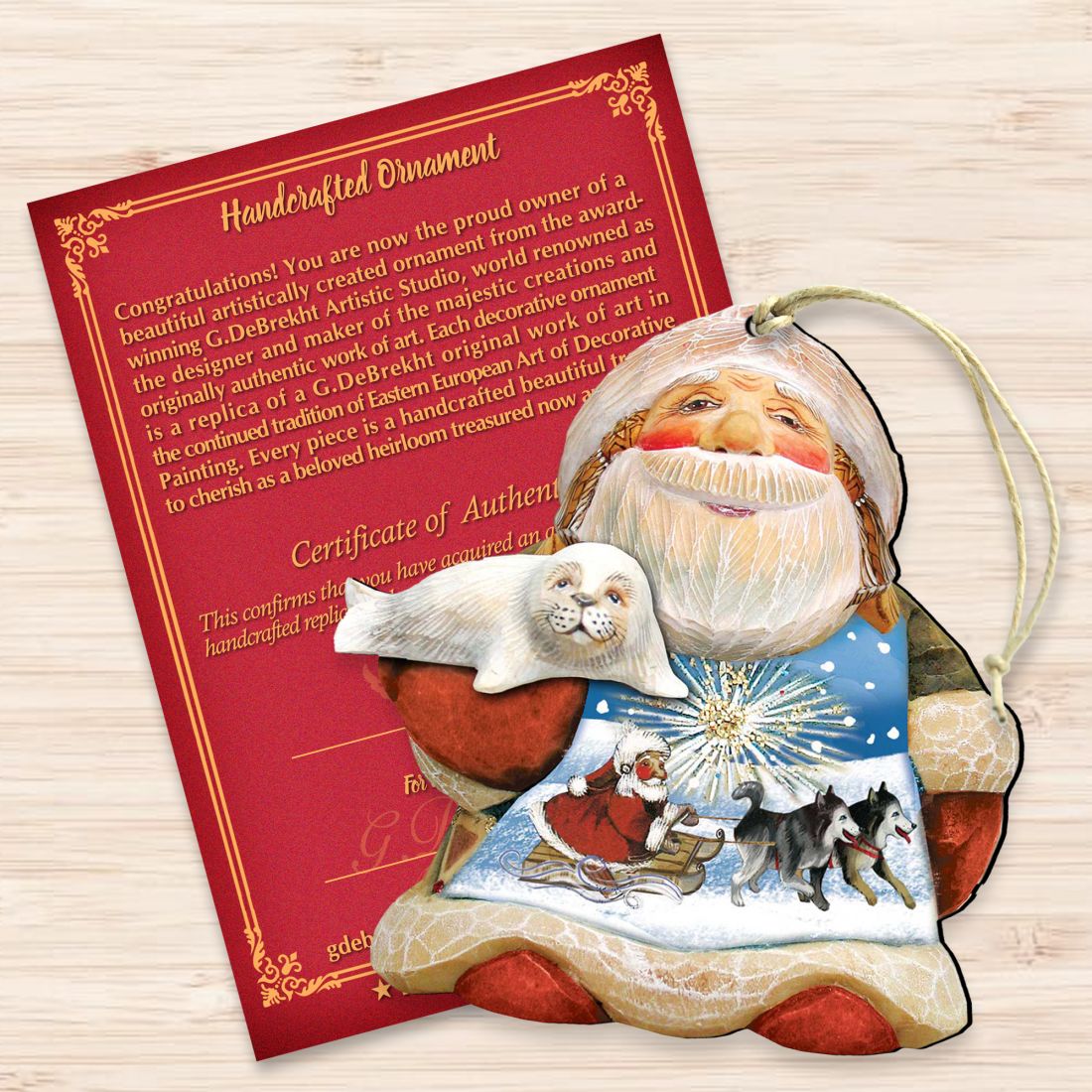 Northern Light Santa Wooden Ornaments by G. DeBrekht - Christmas Decor - 8151844