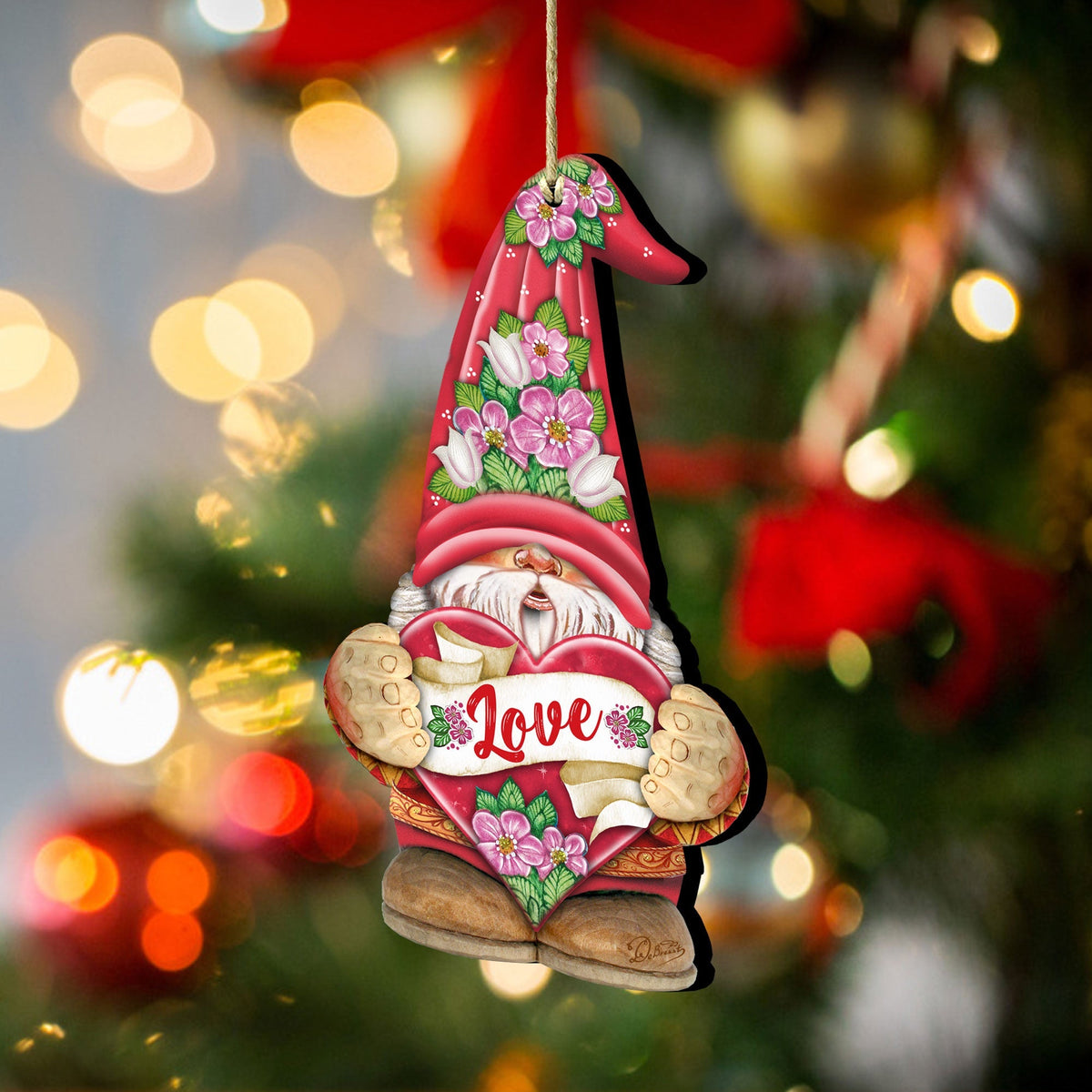 Love Gnome Wooden Ornaments by G.DeBrekht - Love Family Kids Decor - 8611018-S2