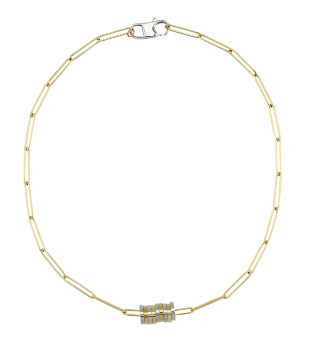 Mia Paperclip Necklace-Pavé Rings-Stainless Steel- 14K CZ