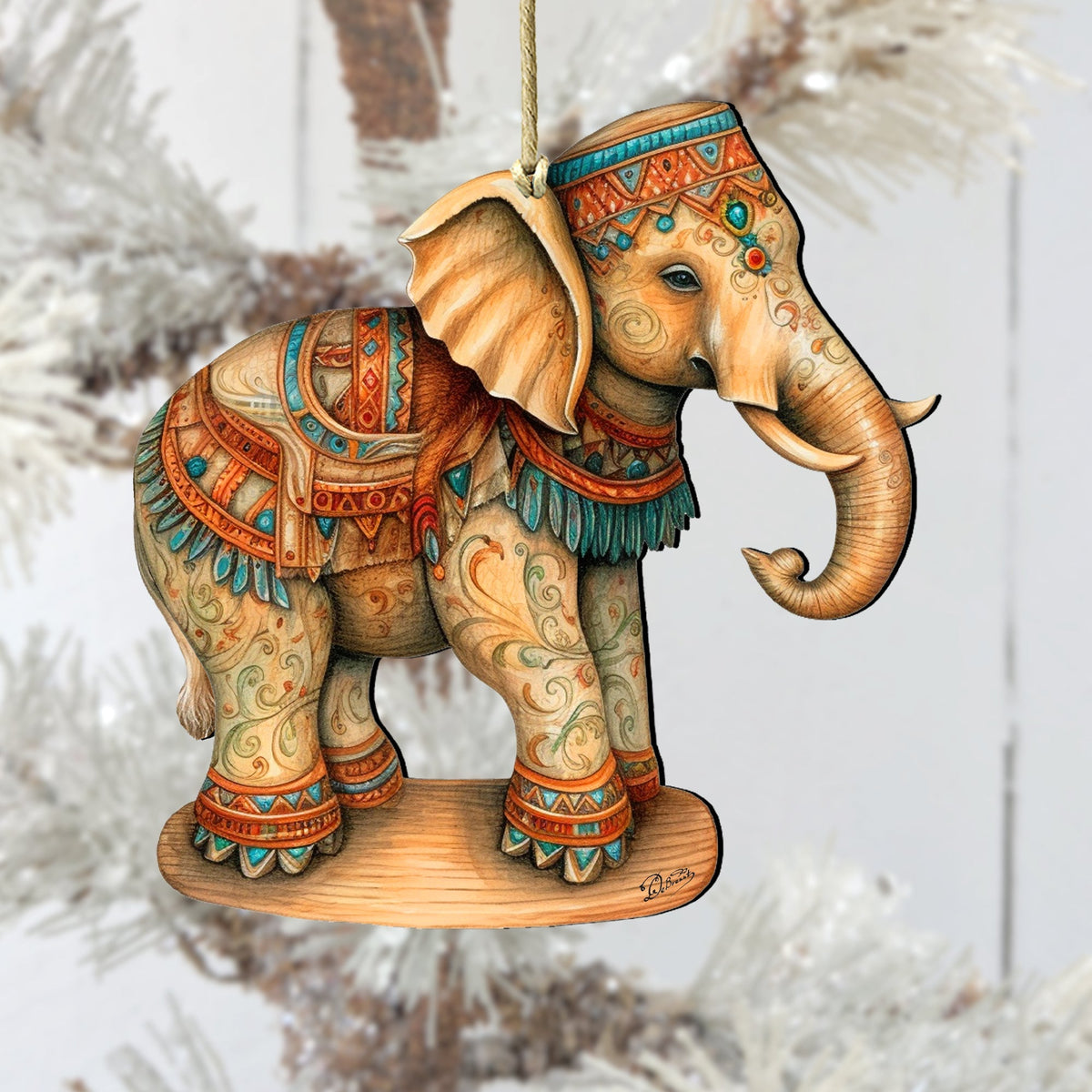 Carousel Elephant Wooden Ornaments by G. Debrekht - Christmas Decor - 8100192-2