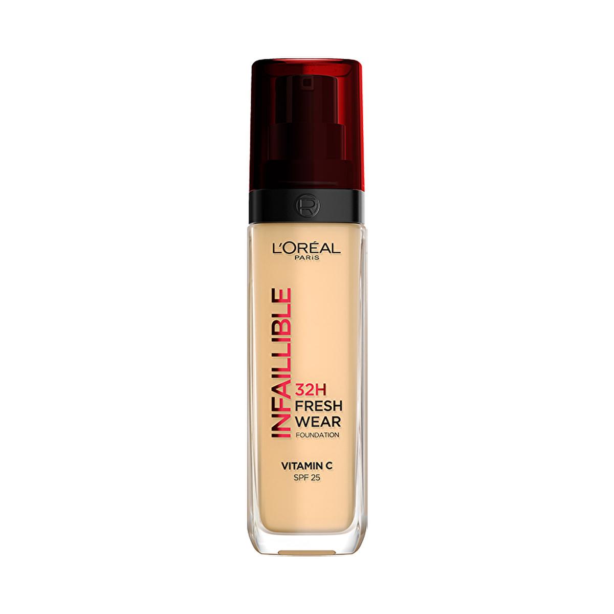 Loreal Paris Infaillible 32H Fresh Wear C Vitaminli Foundation - Long-Lasting, High Coverage Makeup with SPF 25