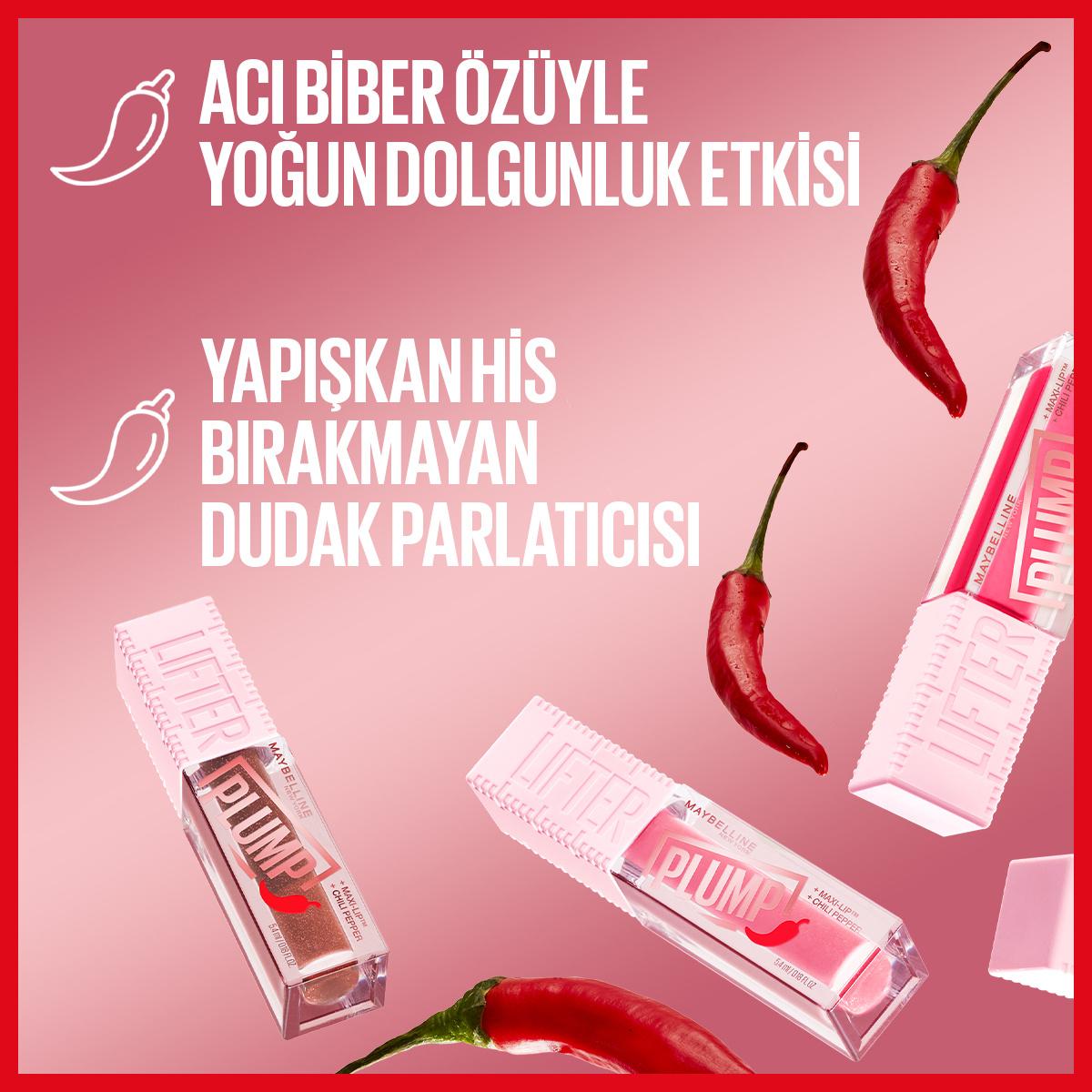 Maybelline Lifter Plump Lip Gloss - Coca Zing, Instantly 30% Fuller Lips, Long-Lasting Plumping Effect