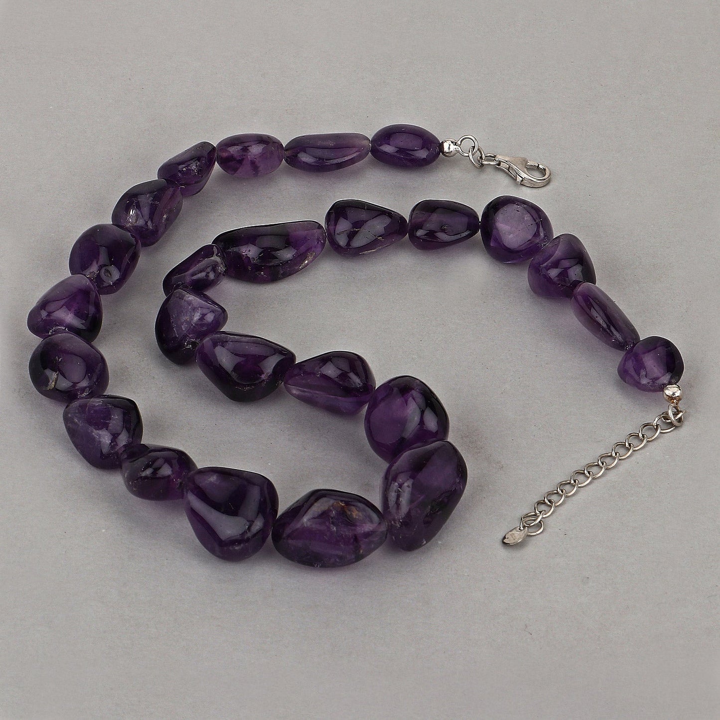 Raw Amethyst Beads Necklace for Women in Silver February Birthstone Necklace Gift for Mom