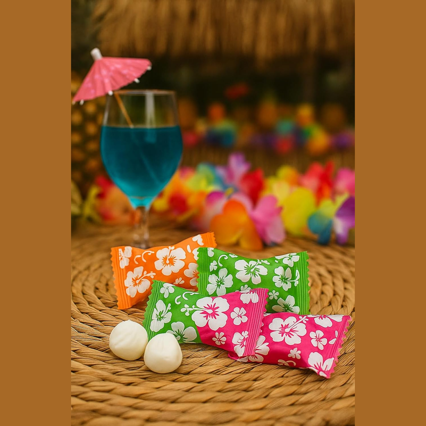 Hibiscus Buttermints 220ct – Hawaii Candy for Hawaiian Party, Beach Themed Candy Buffet, Moana Party Favors, Tropical Aloha Mints, Buttermints Individually Wrapped in Bulk