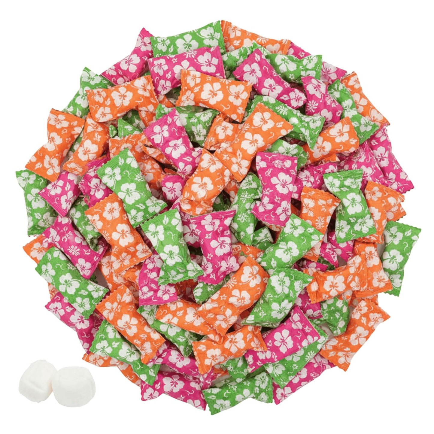 Hibiscus Buttermints 220ct – Hawaii Candy for Hawaiian Party, Beach Themed Candy Buffet, Moana Party Favors, Tropical Aloha Mints, Buttermints Individually Wrapped in Bulk