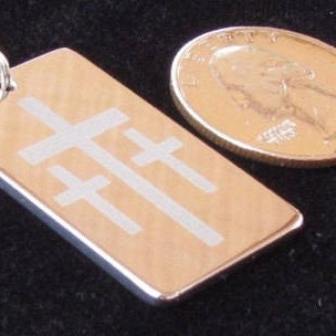 Handmade 3 cross dog tag necklace for men pendant heavy chain custom personalized jewelry