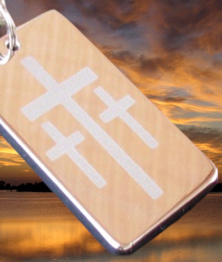 Handmade 3 cross dog tag necklace for men pendant heavy chain custom personalized jewelry