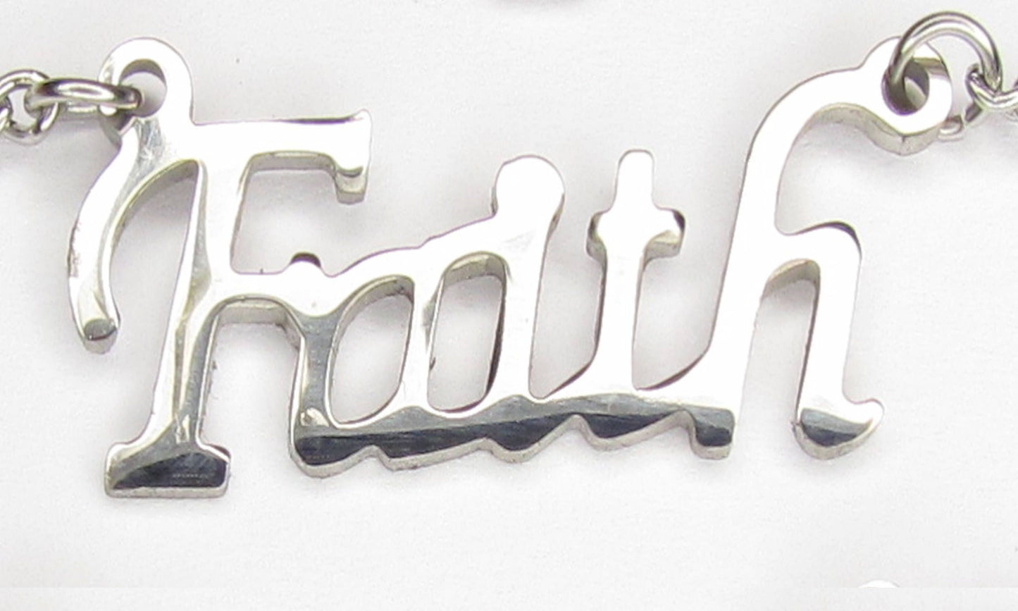Silver Hope Faith Jesus Choker Necklace Cross Pendant Cutout Necklace Chain for Girls Women Christian Jewelry script jewellery