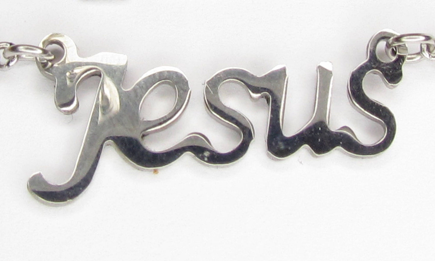Silver Hope Faith Jesus Choker Necklace Cross Pendant Cutout Necklace Chain for Girls Women Christian Jewelry script jewellery