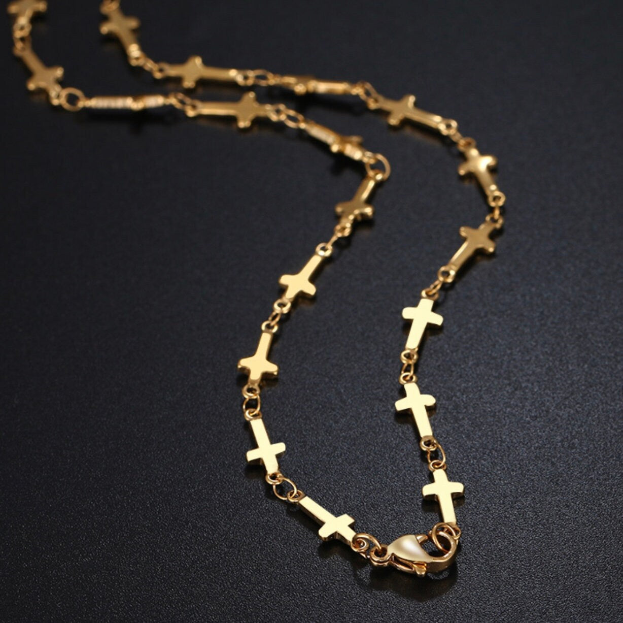 Sideways Cross Tiny Cross Chain Necklace Small Cross Hypoallergenic Meaning of the Horizontal Waterproof Jewelry
