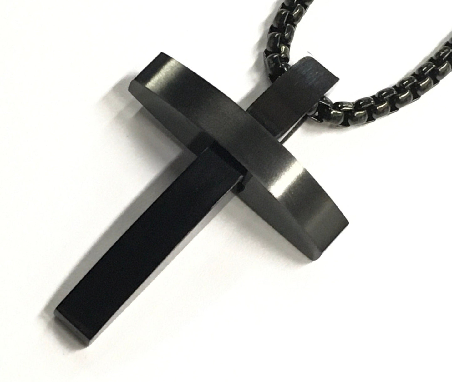 Cross Necklace Men Silver Black Gold Modern Classic Pendant All Stainless Steel Boys Heavy Braided Chain Jewelry