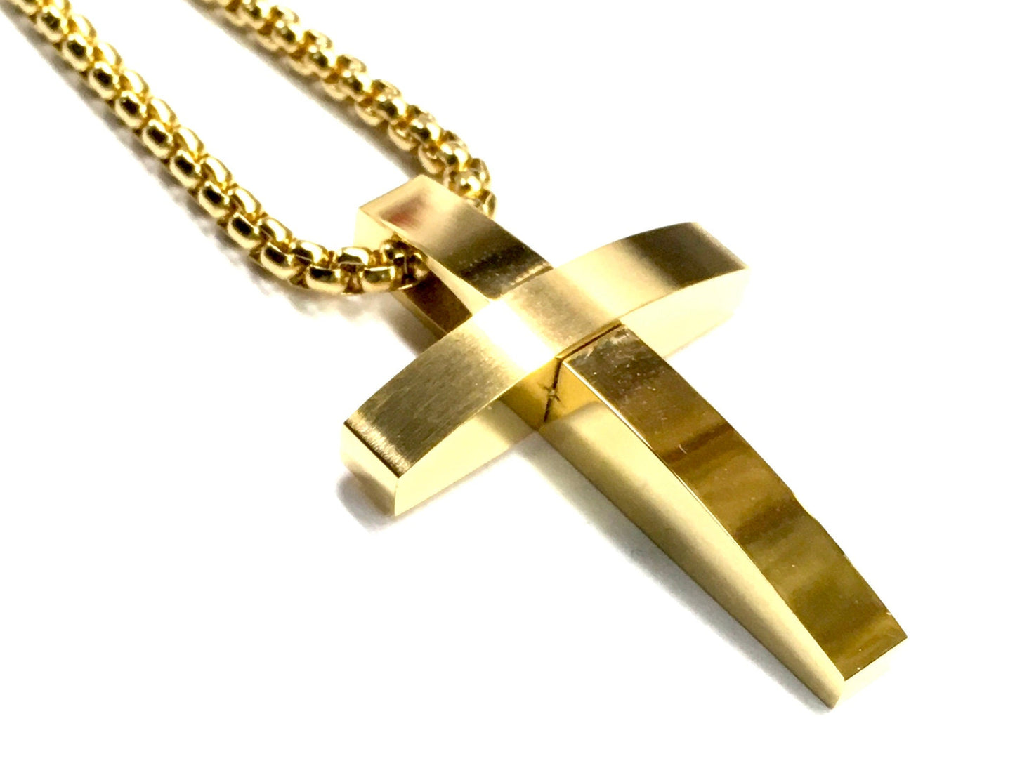 Cross Necklace Men Silver Black Gold Modern Classic Pendant All Stainless Steel Boys Heavy Braided Chain Jewelry