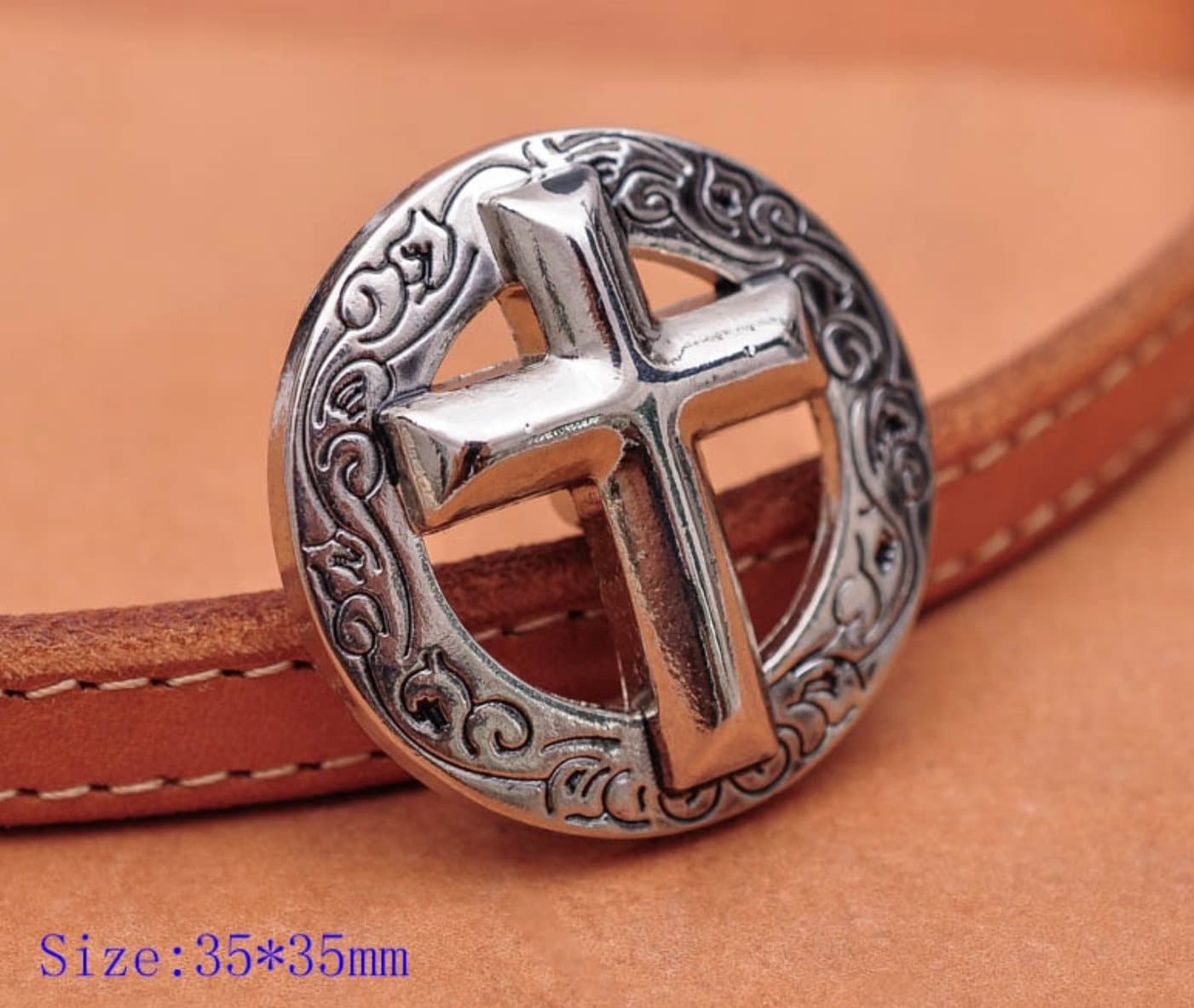 Set of 5 - Cross Concho Belt Silver Gold Accent Hat Leather Working Components Cast Western Stamped Stainless Steel 2 Color Jesus Jewelry
