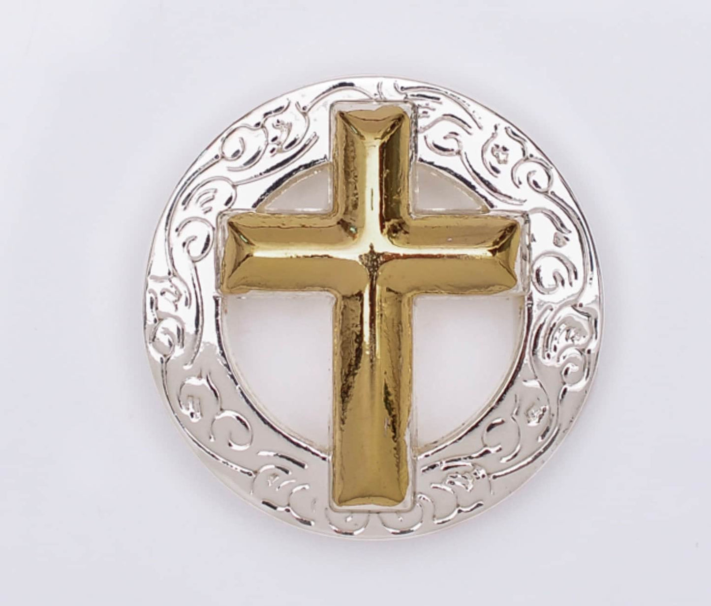 Set of 5 - Cross Concho Belt Silver Gold Accent Hat Leather Working Components Cast Western Stamped Stainless Steel 2 Color Jesus Jewelry