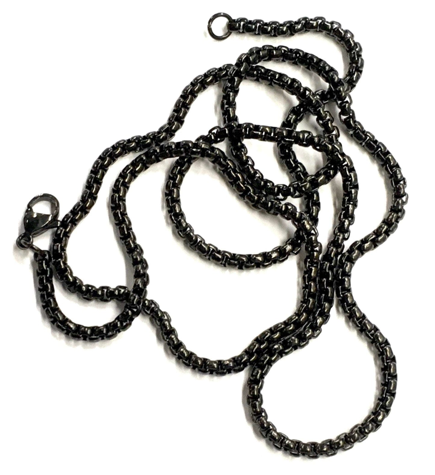 black cross necklace obsidian hematite black mens ancient old world pendant waterproof stainless steel boys box chain crucifix man jewelry