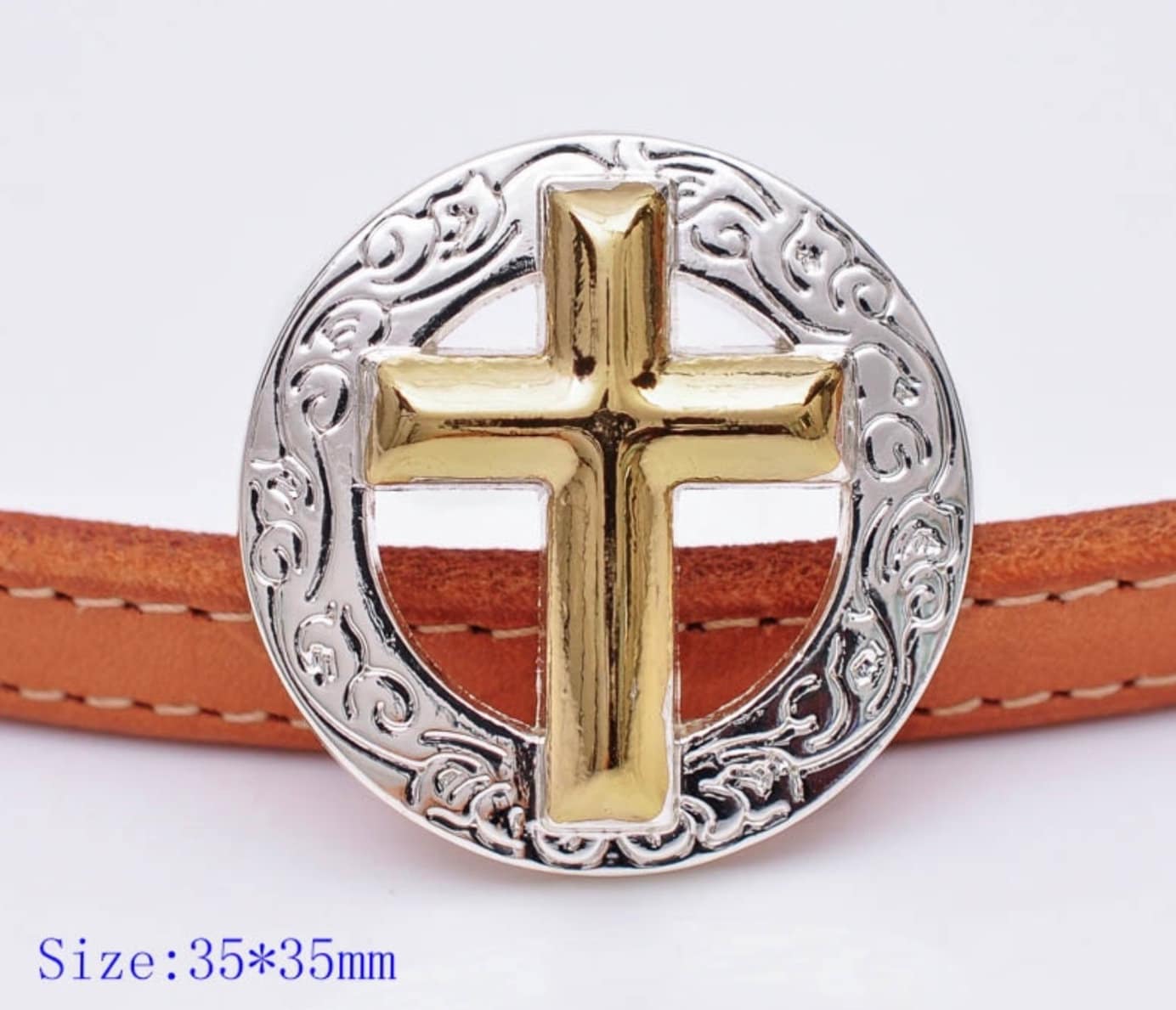 Set of 5 - Cross Concho Belt Silver Gold Accent Hat Leather Working Components Cast Western Stamped Stainless Steel 2 Color Jesus Jewelry