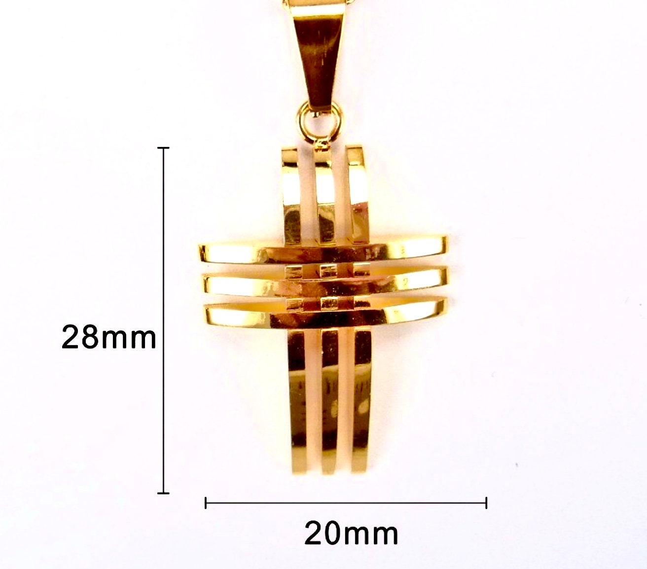 Petite 3 Crosses 3 Bars Necklace Men Boys Stainless Steel Super Box Chain Cross of Jesus Jewelry