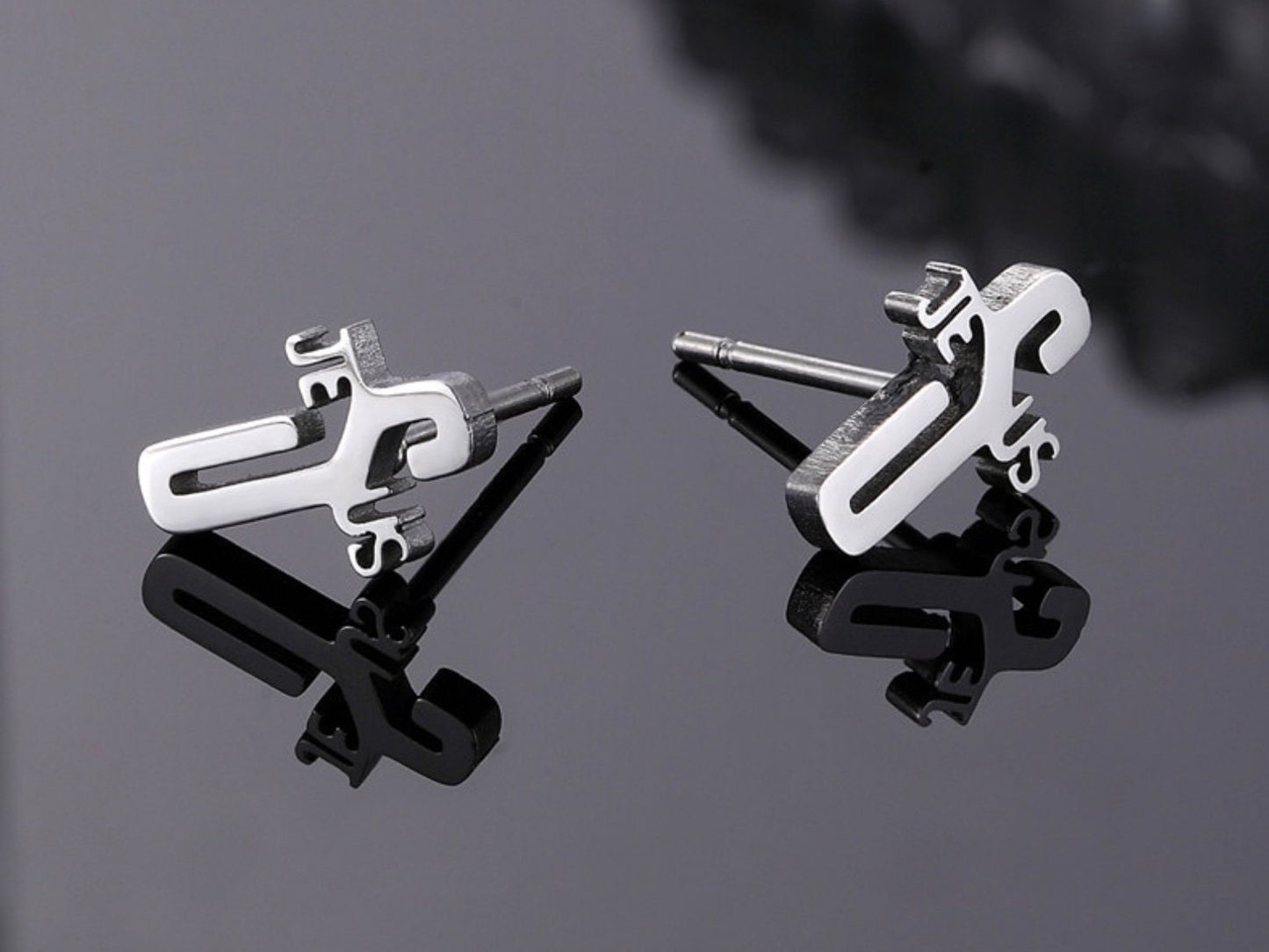 JESUS Earring for Girls Gold or Silver Lettering Big S style Stud for Women Waterproof Hypoallergenic Stainless Steel Stud Elegant Womans Girls