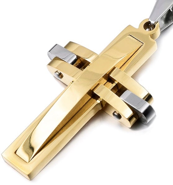 Waterproof Cross Necklace for Men Heavy Black Prayer Cross Super Thick Hypoallergenic Chain Jewelry Pendant for Mens Boys Catholic Crucifix