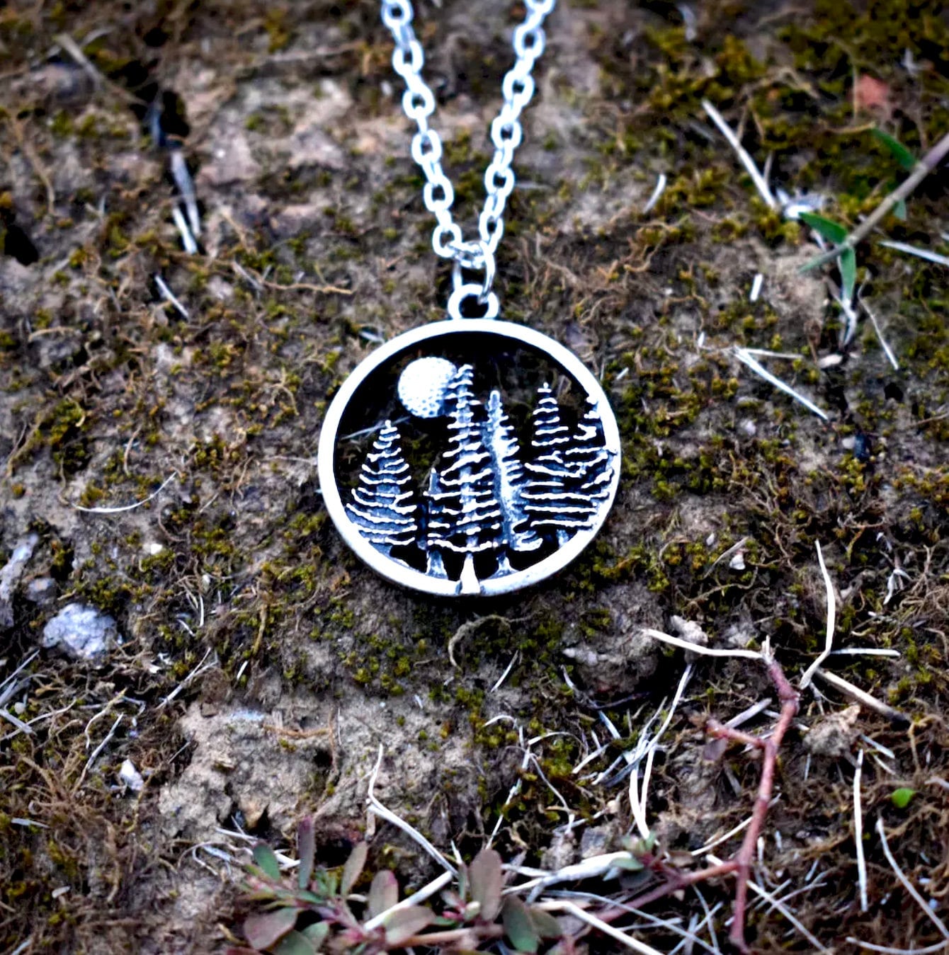 Set - Colorado Mountain Necklace and Earrings under the sun pine tree jewelry Hikers Wanderlust Bikers Minimalist Jewelry Set for Woman