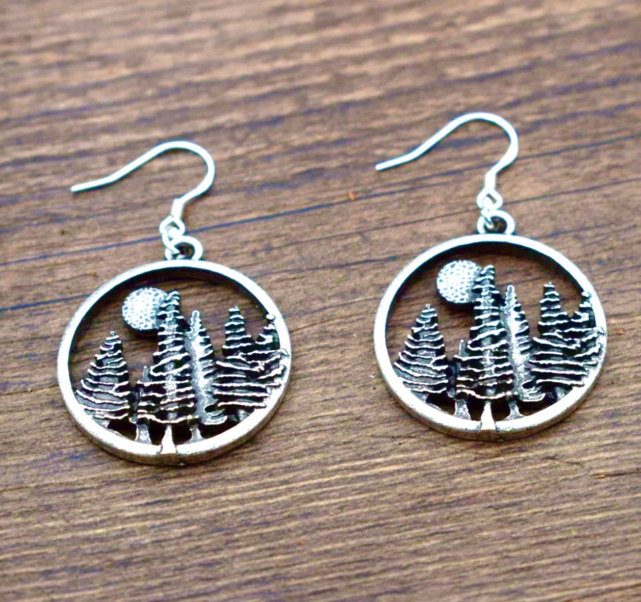 Set - Colorado Mountain Necklace and Earrings under the sun pine tree jewelry Hikers Wanderlust Bikers Minimalist Jewelry Set for Woman