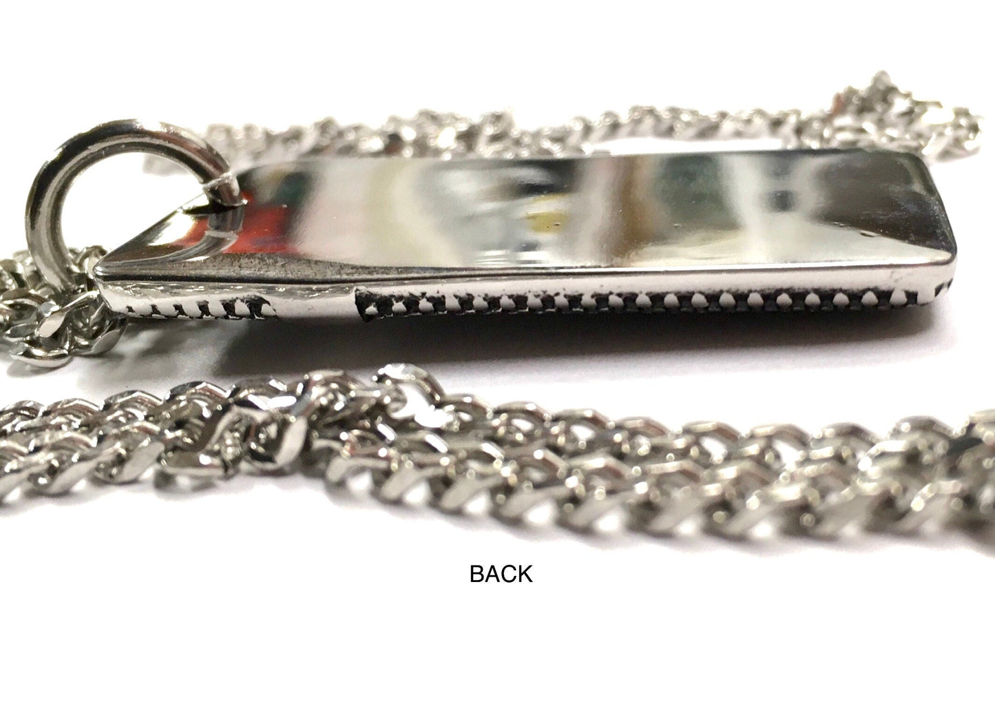 Solid stainless steel cross dog tag necklace knurled engraved detail biker heavy keel chain for men waterproof jewelry