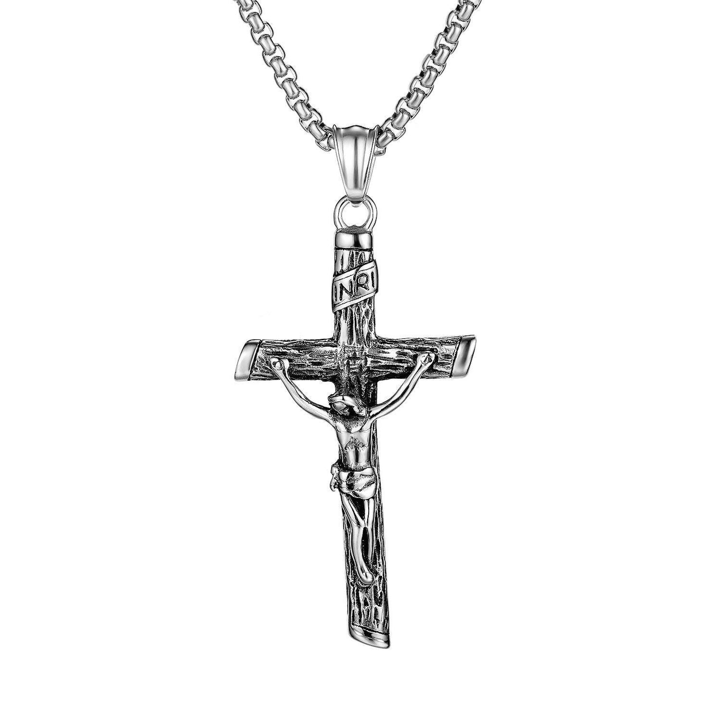 Ancient Crucifix Cross Catholic Orthodox INRI Necklace for Men Gold Black Waterproof Stainless Steel hip hop Jesus