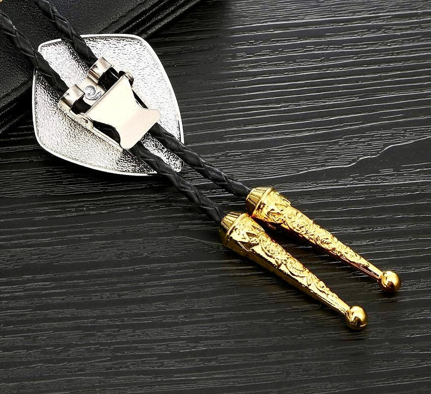Western Cowboy Cross Bolo Tie crucifix necklace silver gold Black Draw String cross suit and tie Cord Square Dance Western wear Jesus