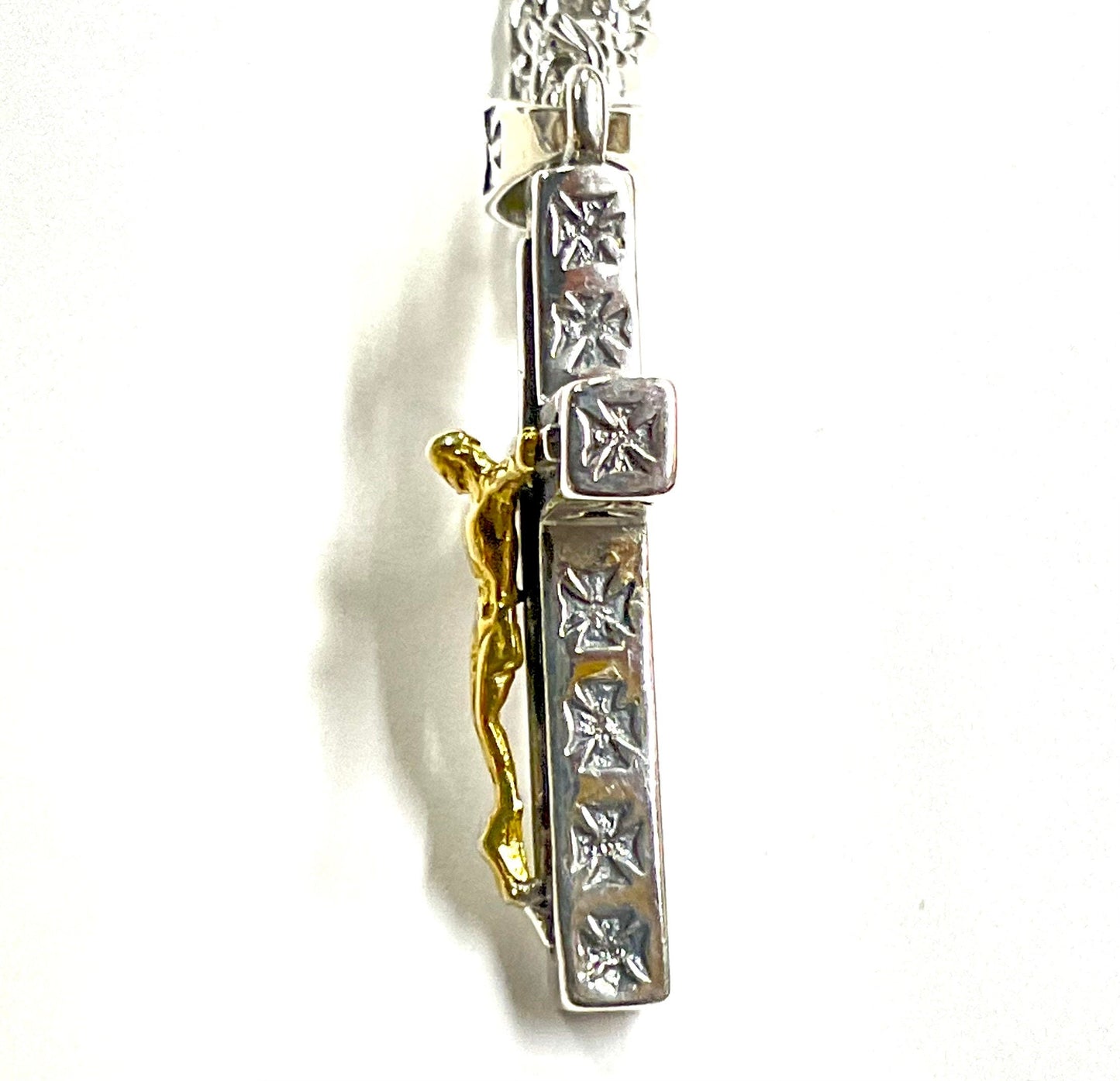 s925 crucifix cross necklace medium solid sterling silver for men silver and gold old world catholic orthodox 3 color jesus