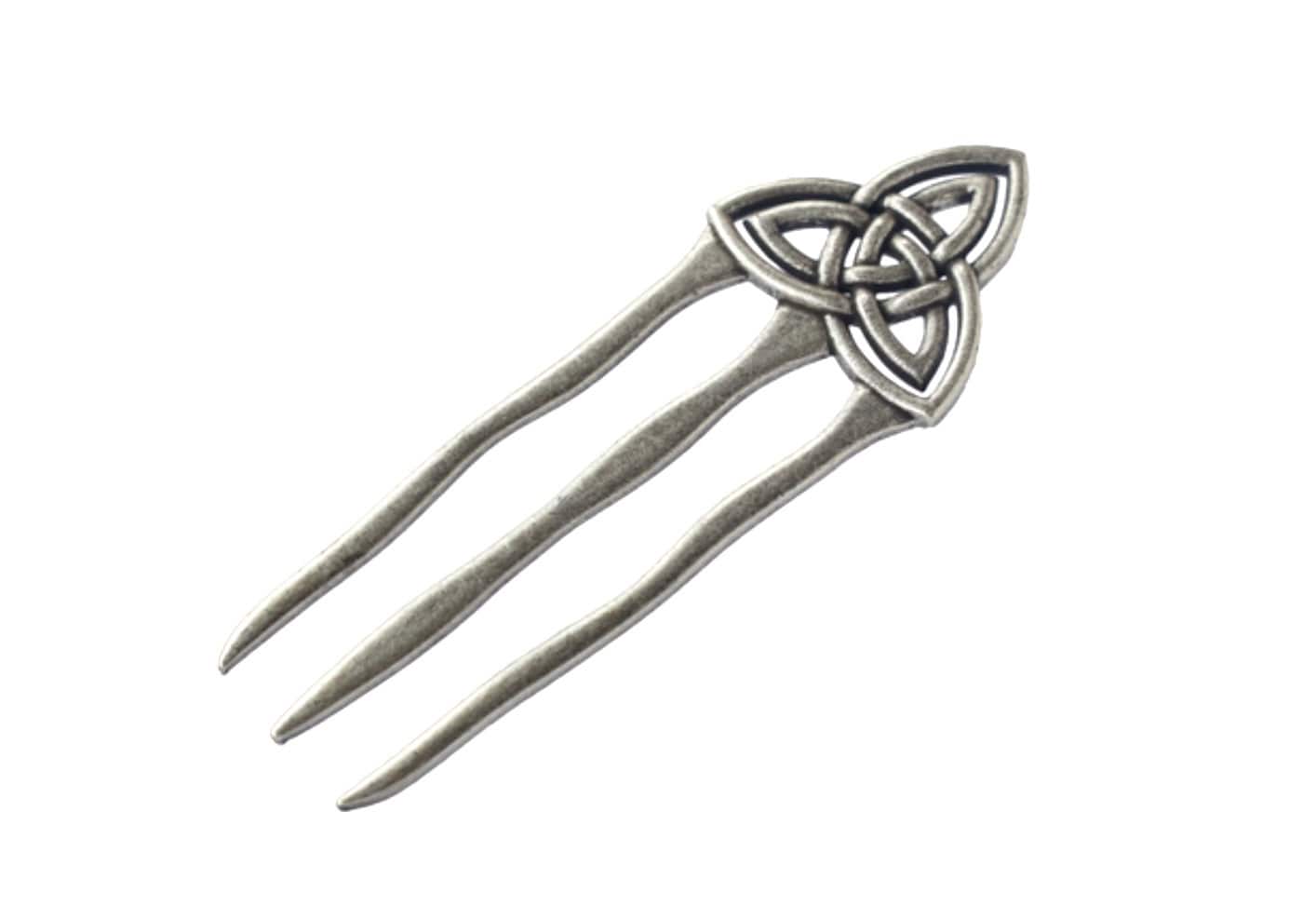 hair pic celtic knot 3 prong heavy long huge viking pullback hairpin hairstyle clip hair accessories