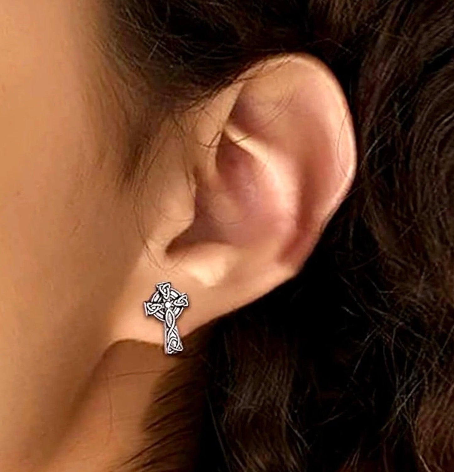 Cross Earrings Celtic Knot Studs Silver Gold Black Irish Post Style Jewelry for Weddings Bridesmaids hypoallergenic Jewellery for Women
