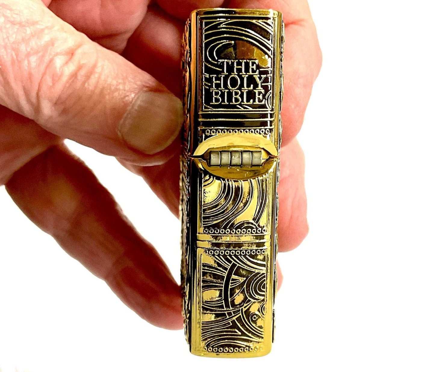 Cross lighter holy bible heavy bronze crucifix deep embossed filigree designed antiqued accents god jesus christian jewelry