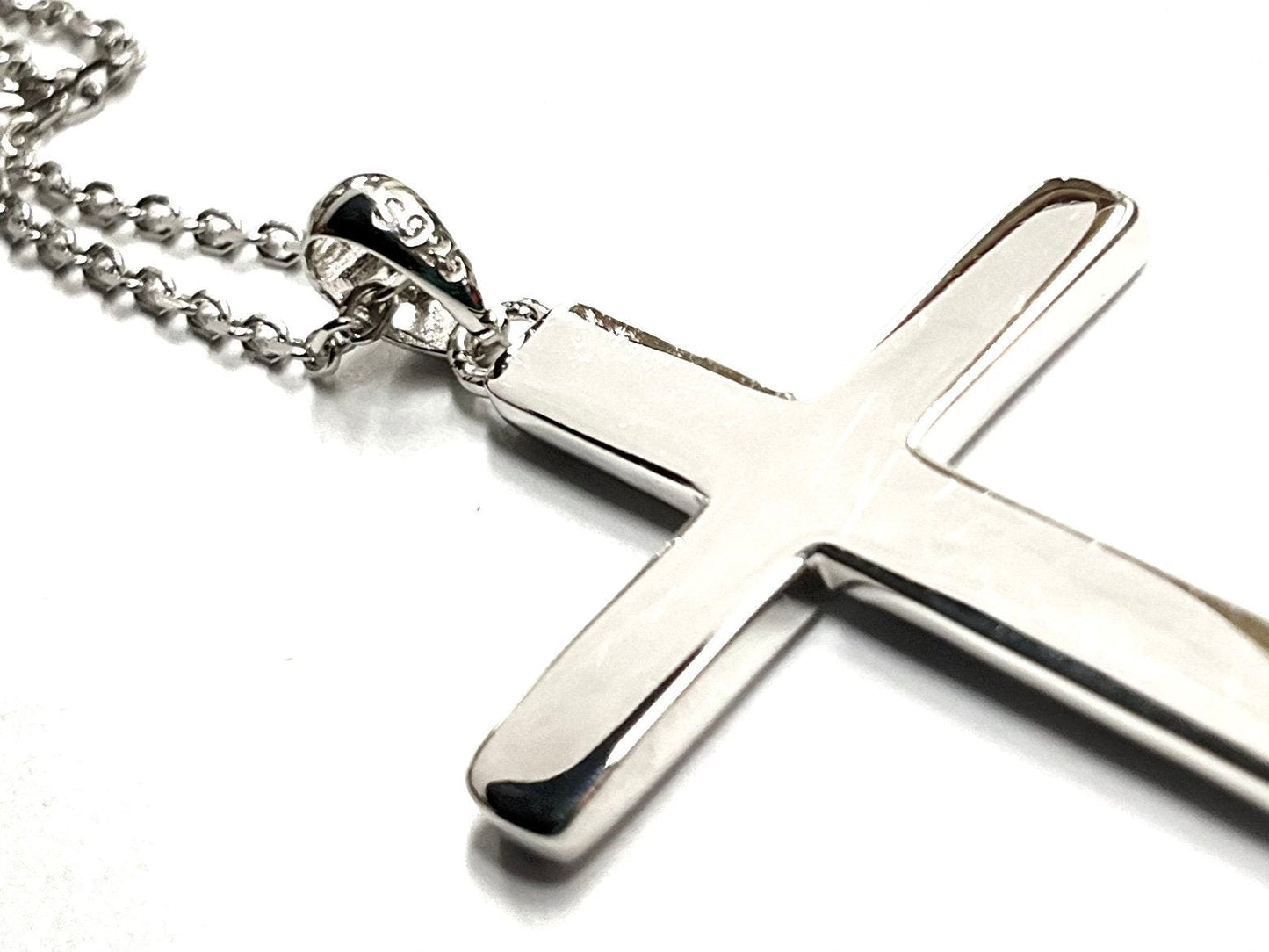Solid sterling silver cross necklace hammered S925 custom pendant popular size women men girls boys man christian jewelry jewellery