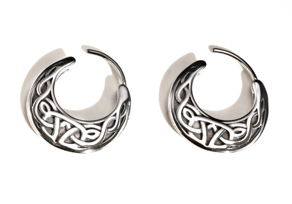 Mens celtic huggie hoop earrings womens irish knot triquetra claddaghs viking valknut scottish waterproof hypoallergenic stainless steel
