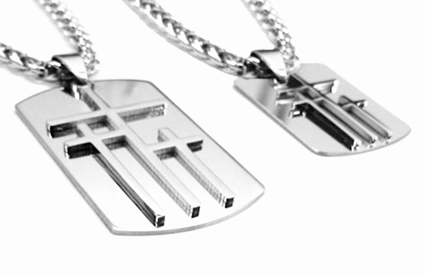 3 crosses dog tag silver gold 3 triple cross medallion stainless steel heavy braided chain