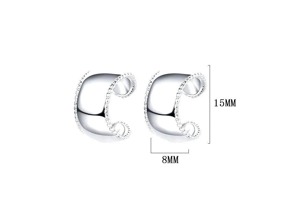 Sterling Silver Cartilage Ring Ear Cuff Pair Earring Wrap No piercing Needed Elegant Dainty baptism wedding